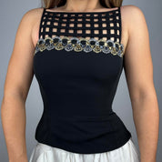 90s Cutout High Neckline Top (XS)