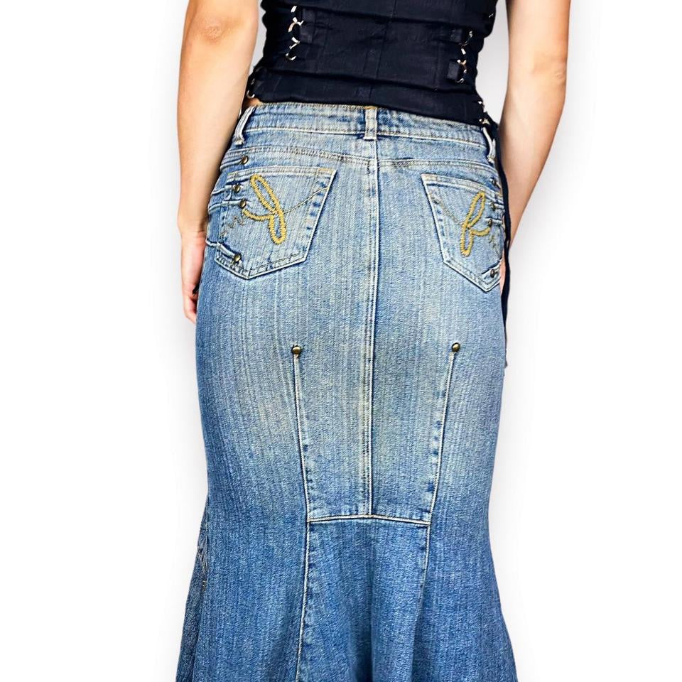 2000s Denim Mermaid Maxi Skirt (XS)