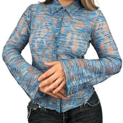 Vintage Bebe Mesh Bell Sleeve Blouse (M)