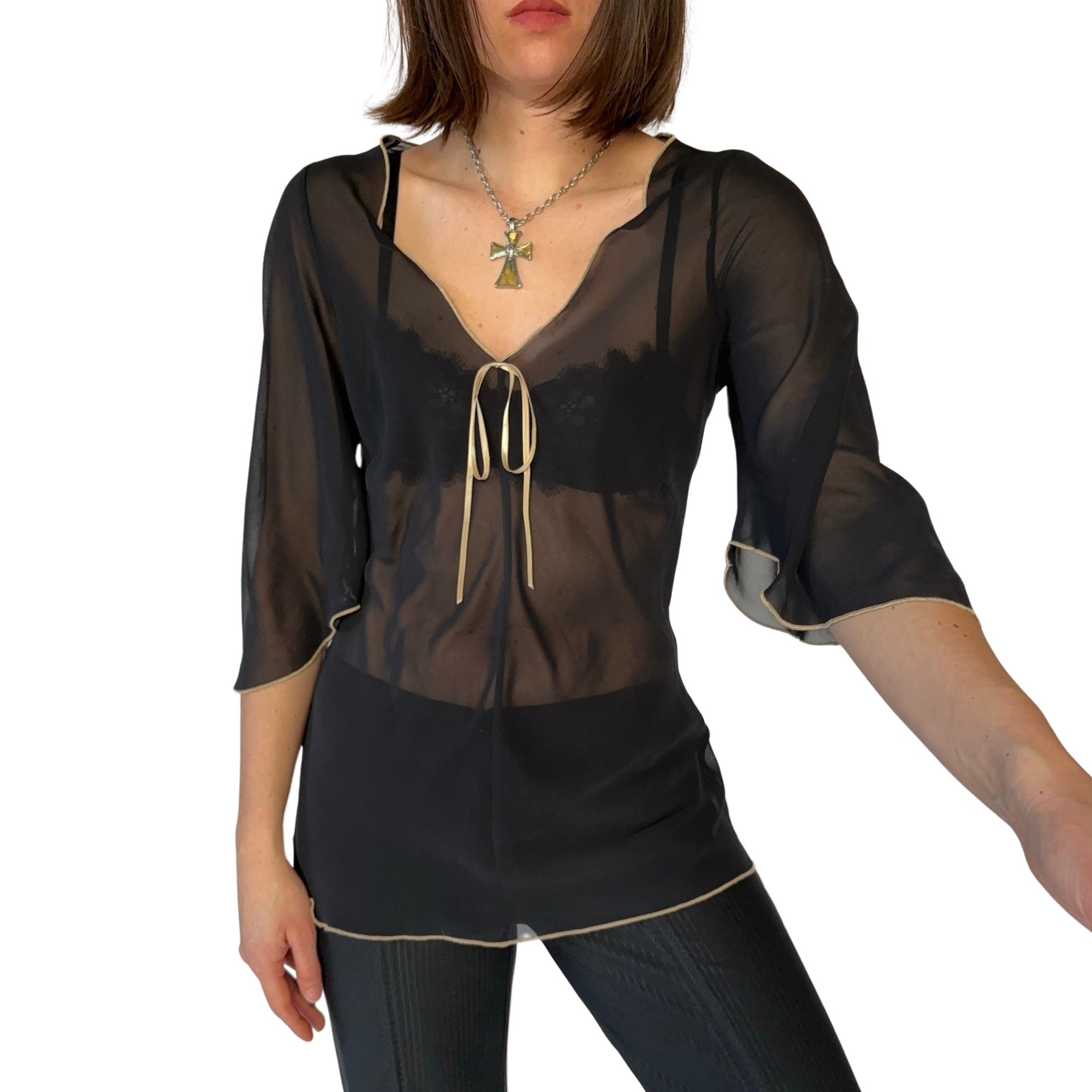 90s Sheer Flowy Top (M)