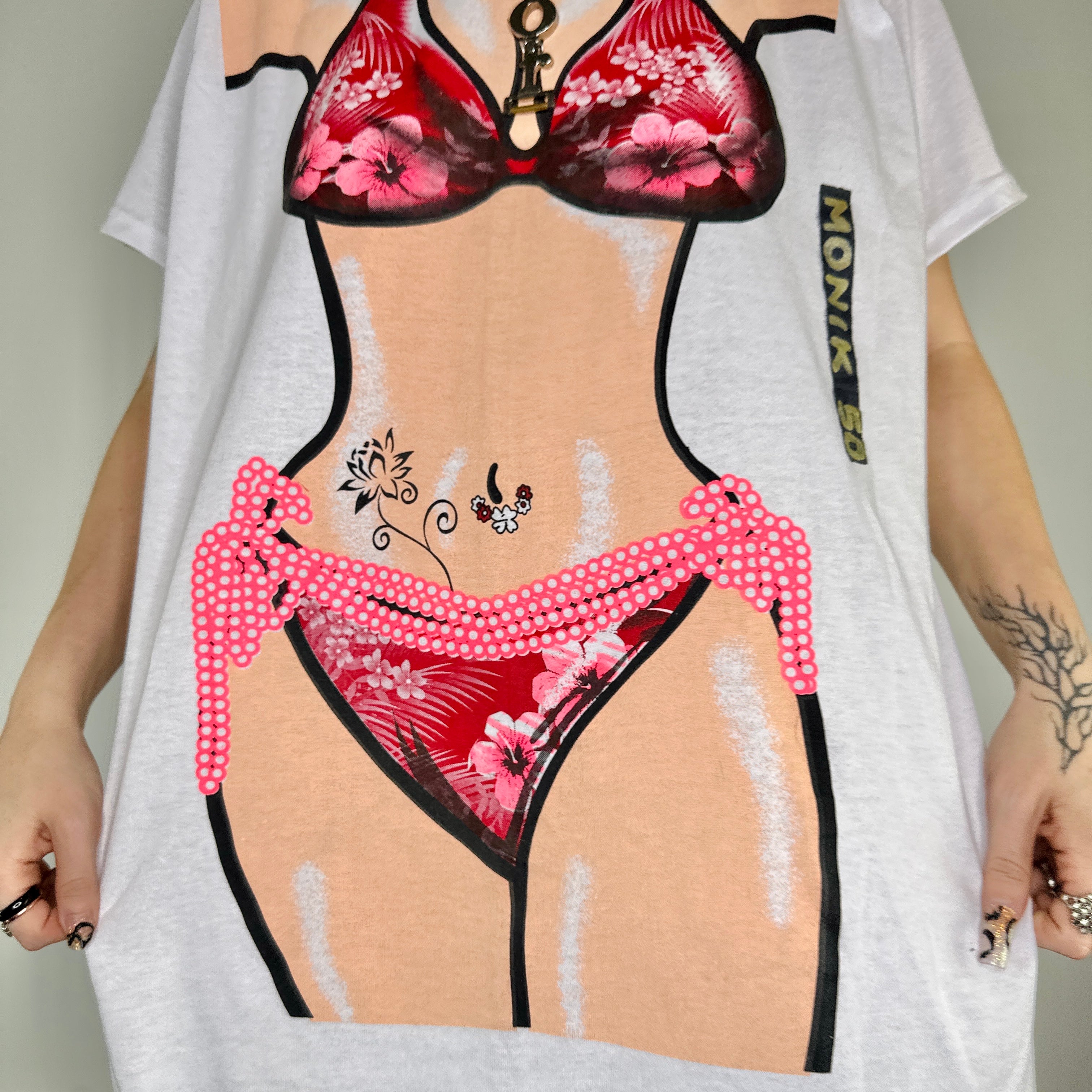 Bikini Print Graphic Shirt Dress