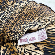 Y2K Pleated Chiffon Leopard Mock Neck (L)