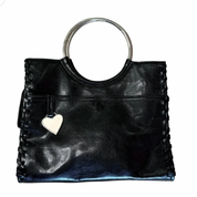 Black Leather Purse With Silver Handle