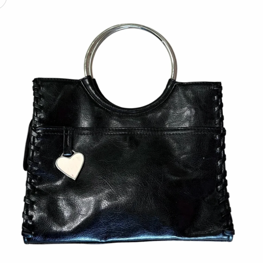 Black Leather Purse With Silver Handle