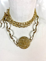 Vintage gold & white waist chain belt