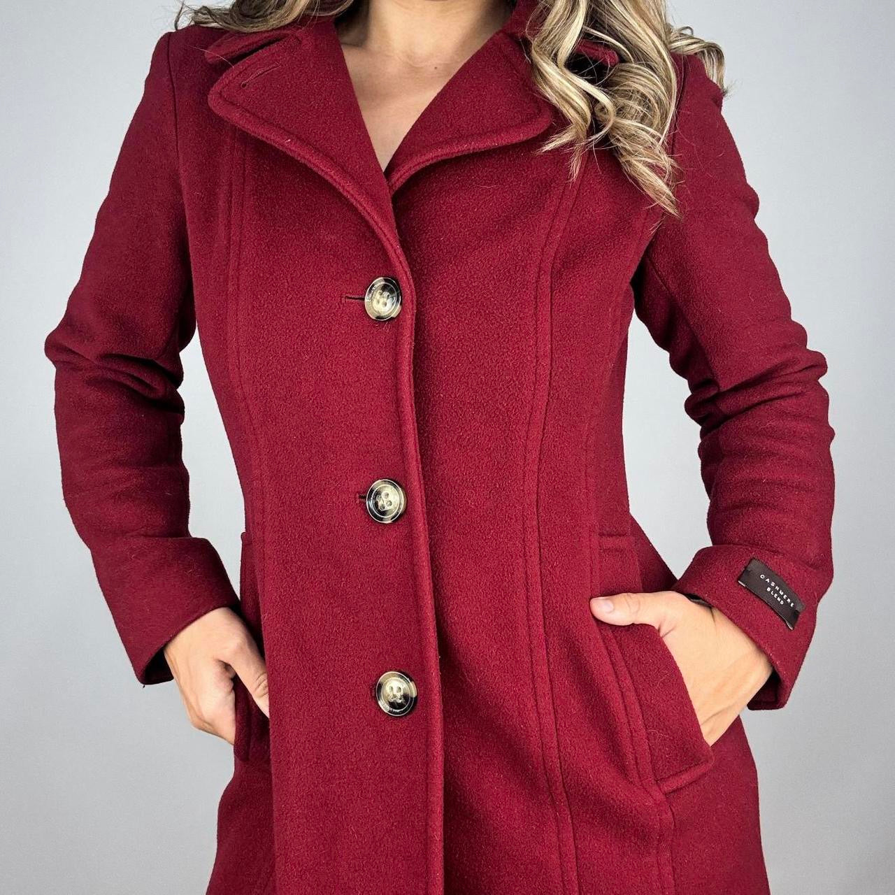 2000s Burgundy Wool & Cashmere Trench (S)