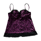Y2K Moda International purple leopard print satin bustier camisole top (M)