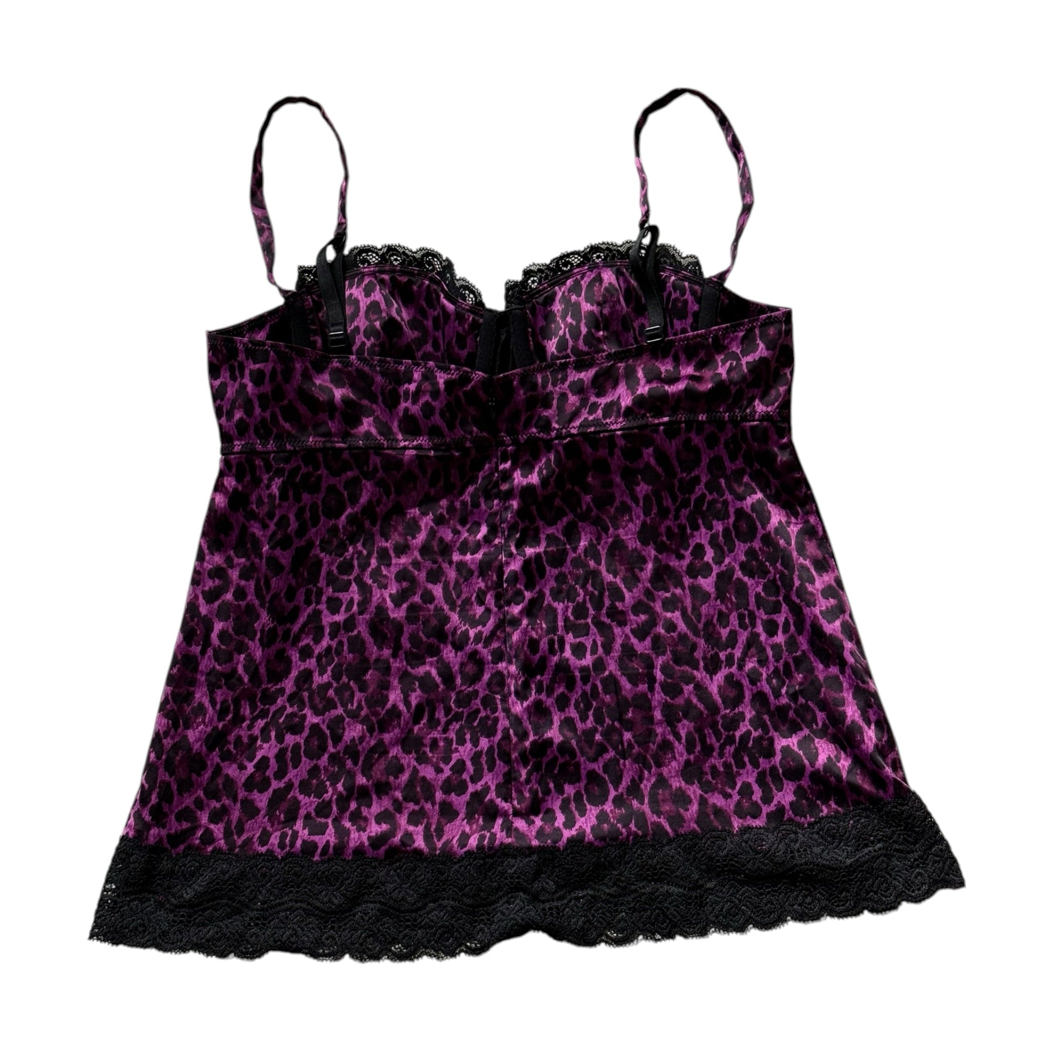Y2K Moda International purple leopard print satin bustier camisole top (M)