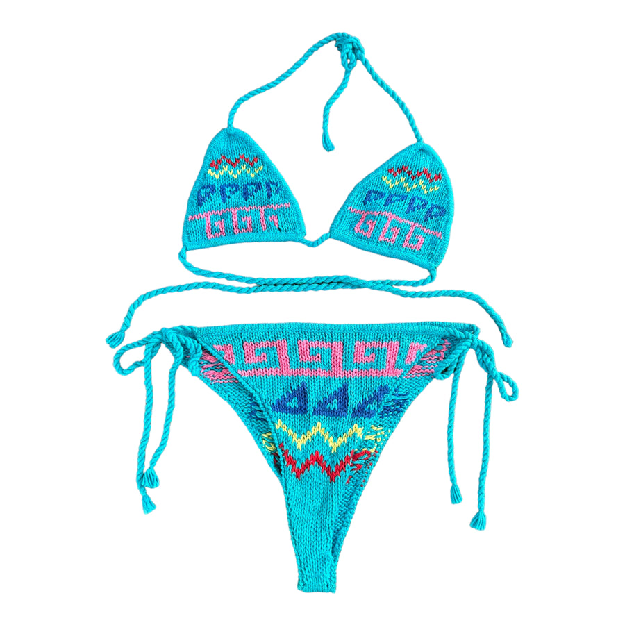 Turquoise Crochet Bikini (M)