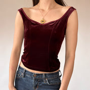 90s Crimson Velvet Tank (S/M)