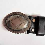 Vintage Black Leather Concho Belt (S)