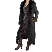 Parisian Vintage Fur Trim Suede Leather Patchwork Coat (M/L)