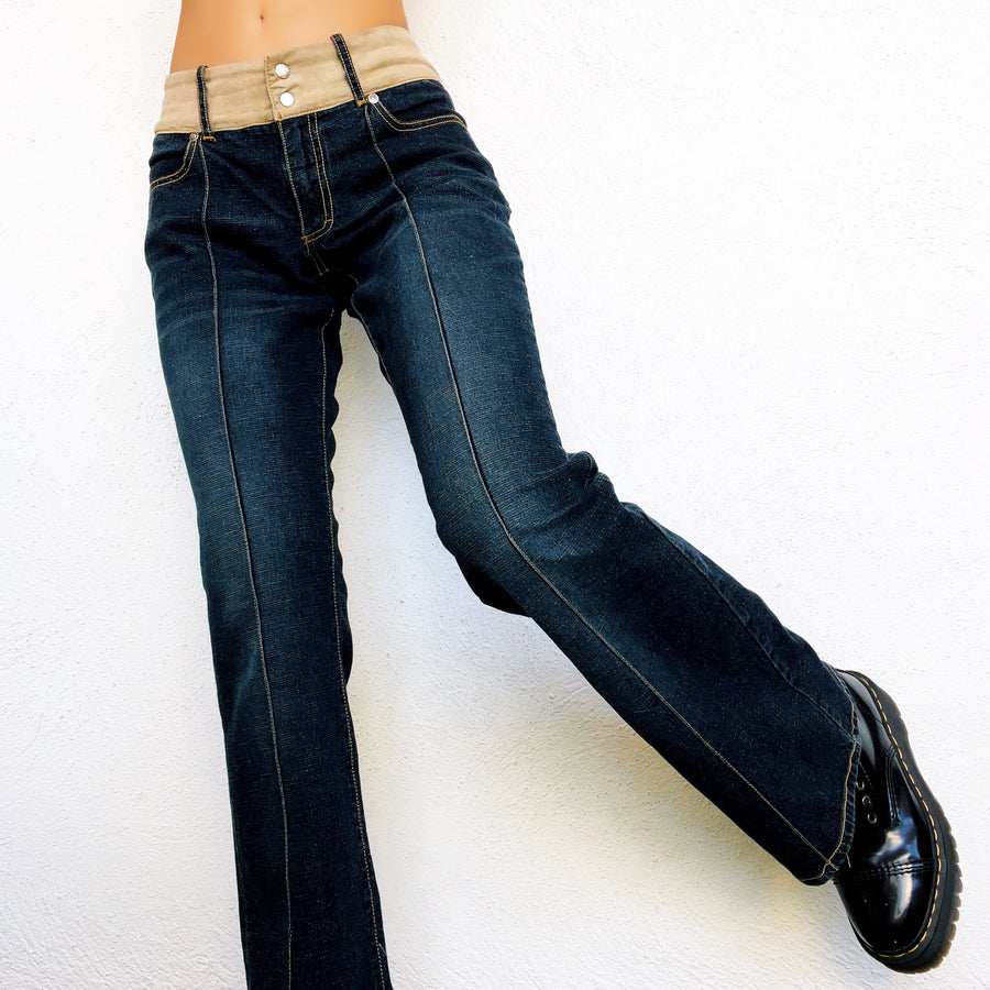 Early 2000s Faux Suede Flare Jeans