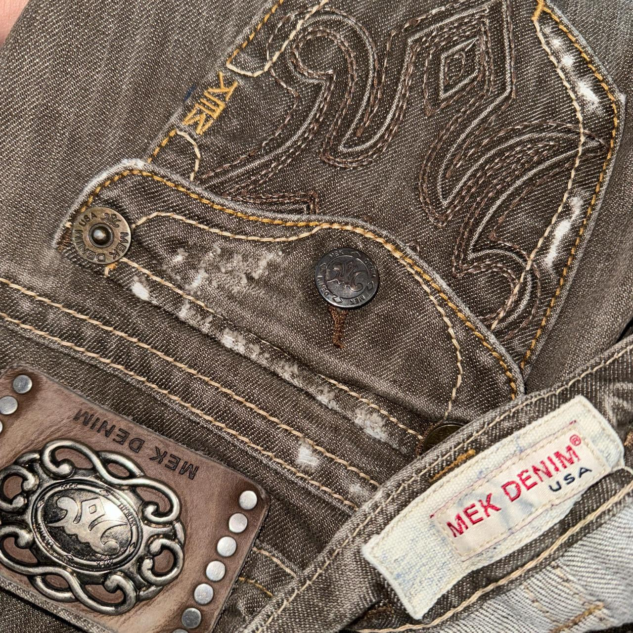 Y2K Distressed Low Rise Flare Jeans (M)