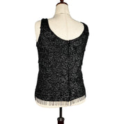 90s Noir Beaded Fringe Wool Bustier (XL)