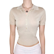 Y2K ESCADA Gold Knit Blouse (S)