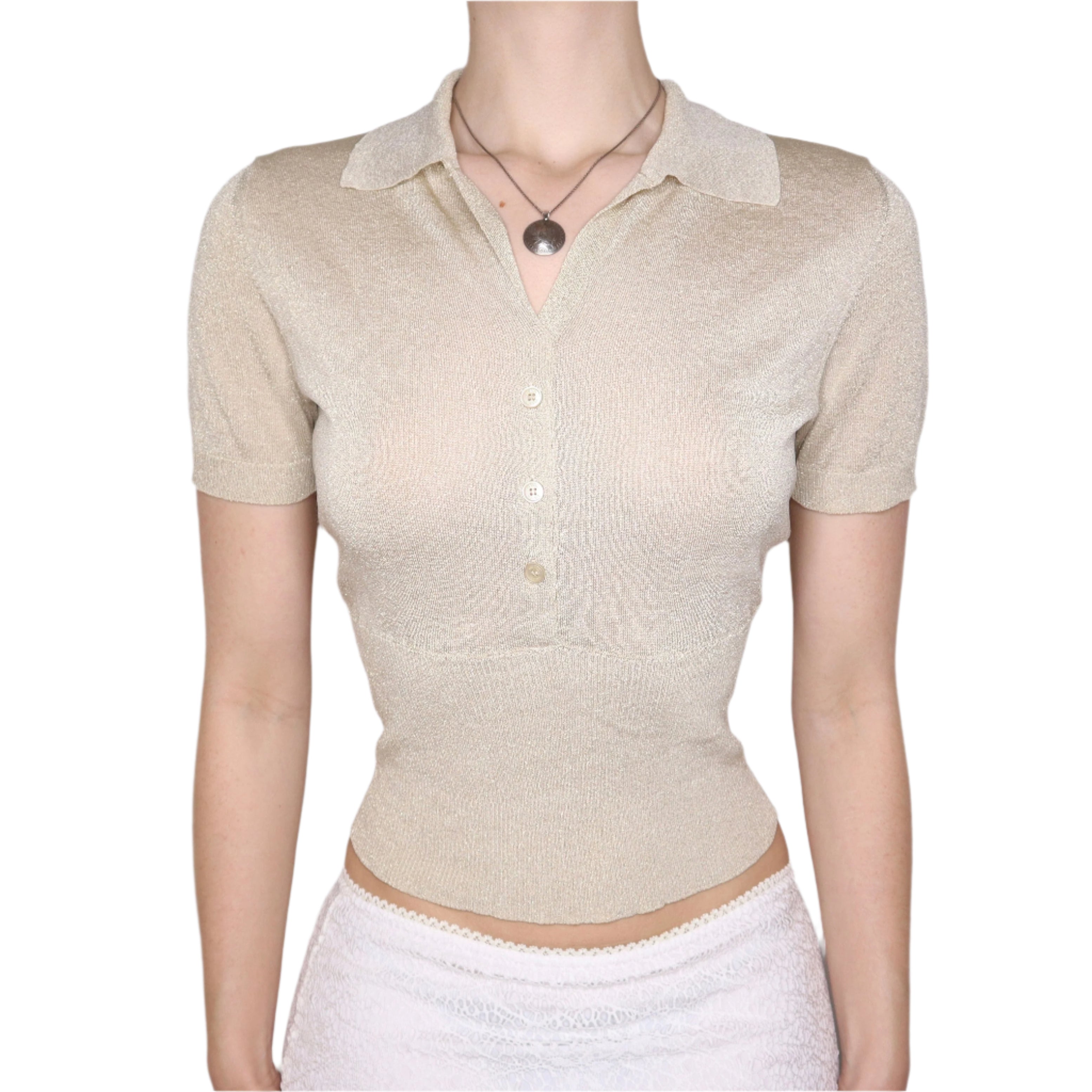 Y2K ESCADA Gold Knit Blouse (S)