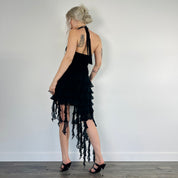 Noir Flirty Ruffle Halter Dress (S)