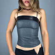 90s Leather Trim Bustier Top (S)