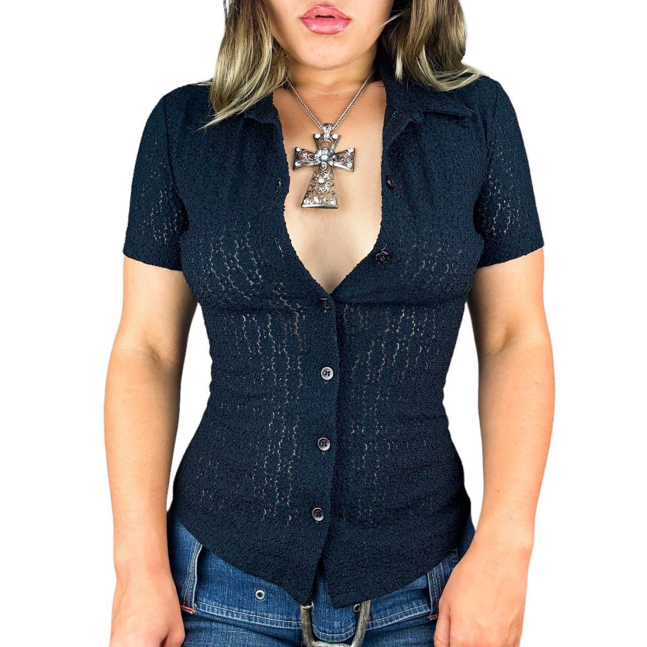 90s Lace Button Down (M)