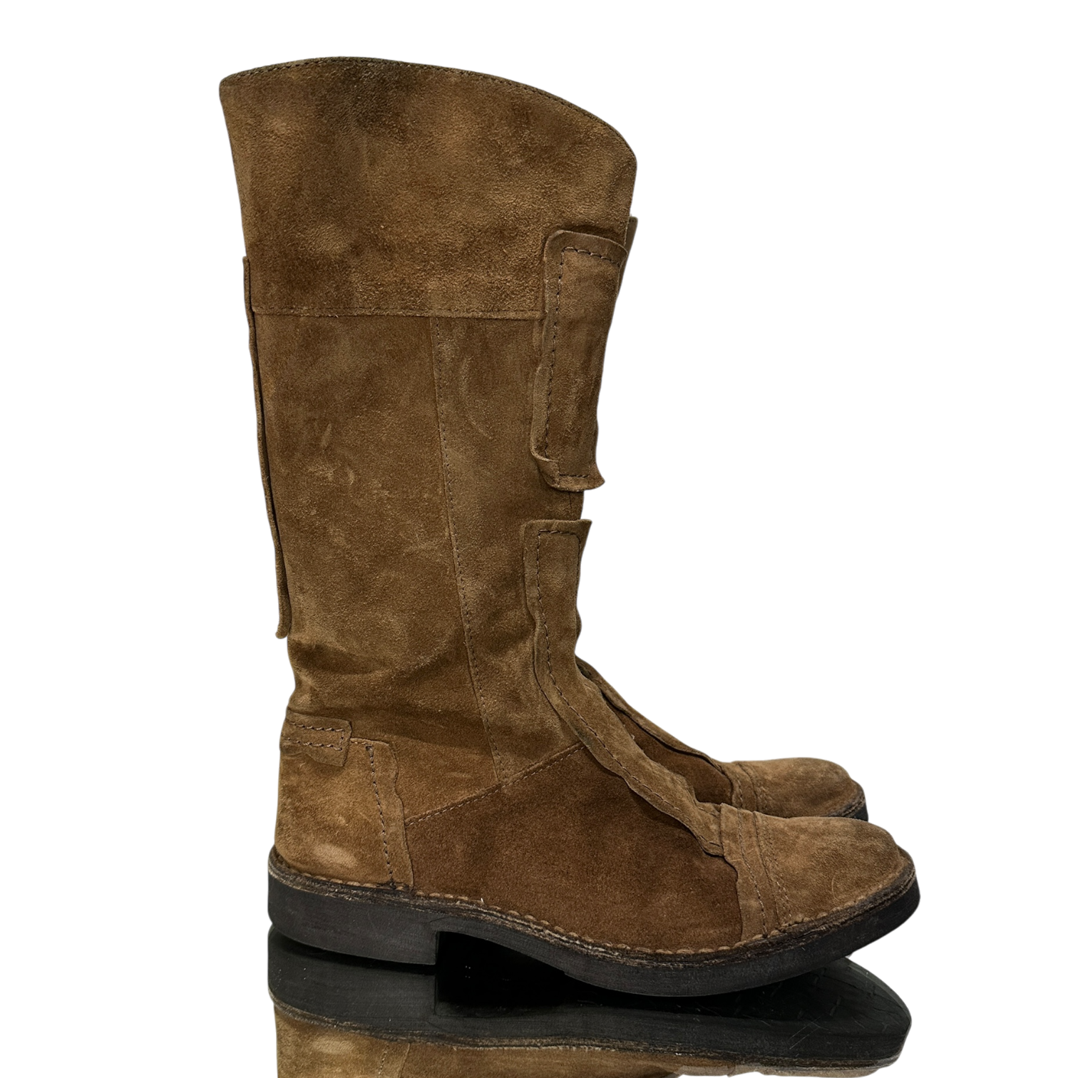 Vintage Boho Italian Brown Suede Knee High Calf Boots (US 5)