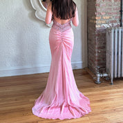 2000s Baby Pink Beaded Gown (S/M)