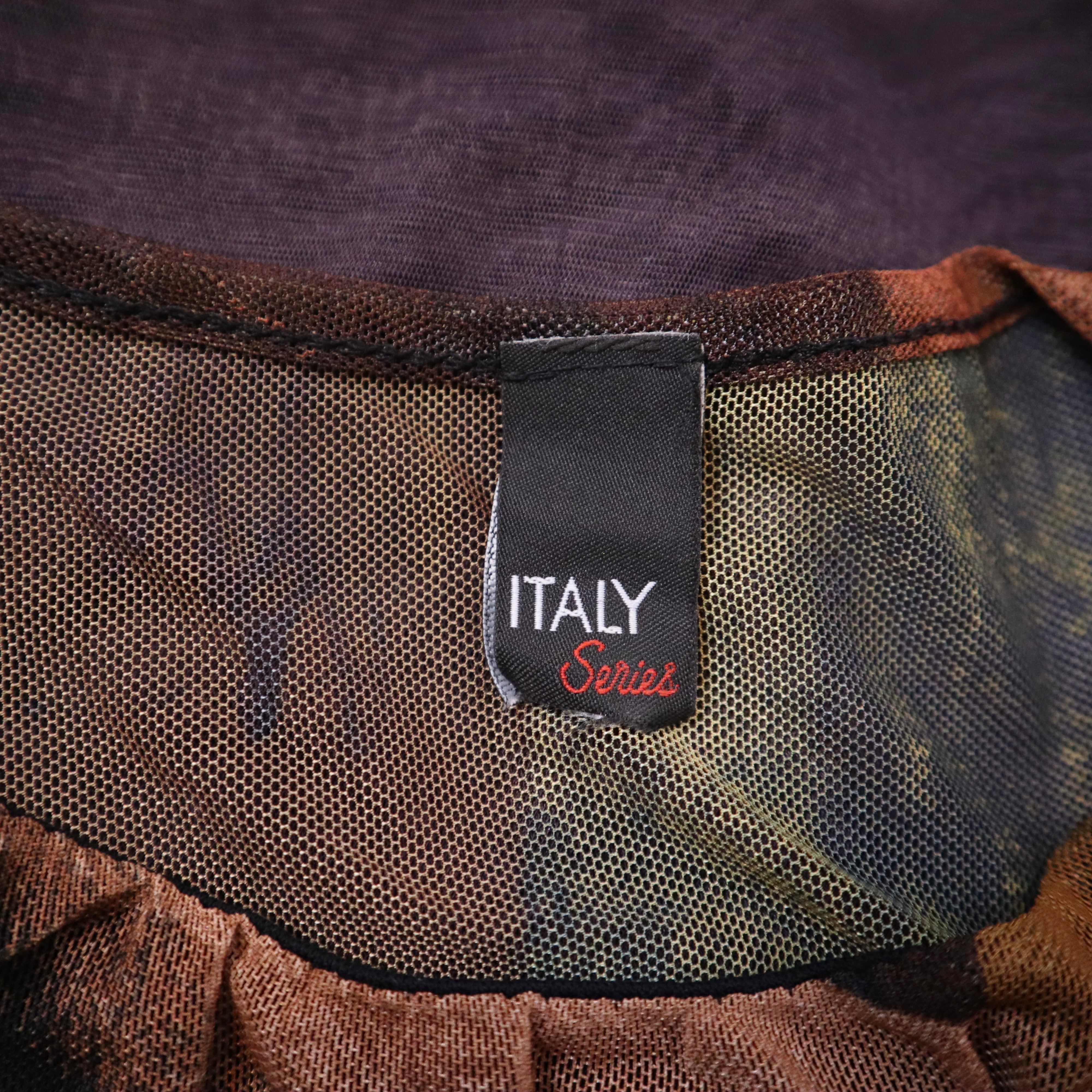 Y2K Italian Brown Mesh Abstract Top (S)