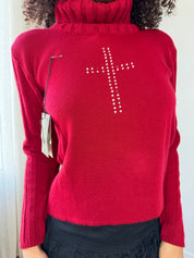 Vintage Deadstock Knit Sweater with Cross (S/M)