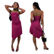 2000s Magenta Flutter Midi Dress (S/M)