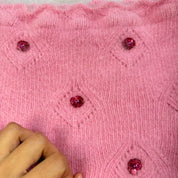 Italian Vintage pink knit angora top with sequins (XS/S)