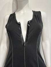 Vintage Parisian French Black Utility Midi Dress (S/M)