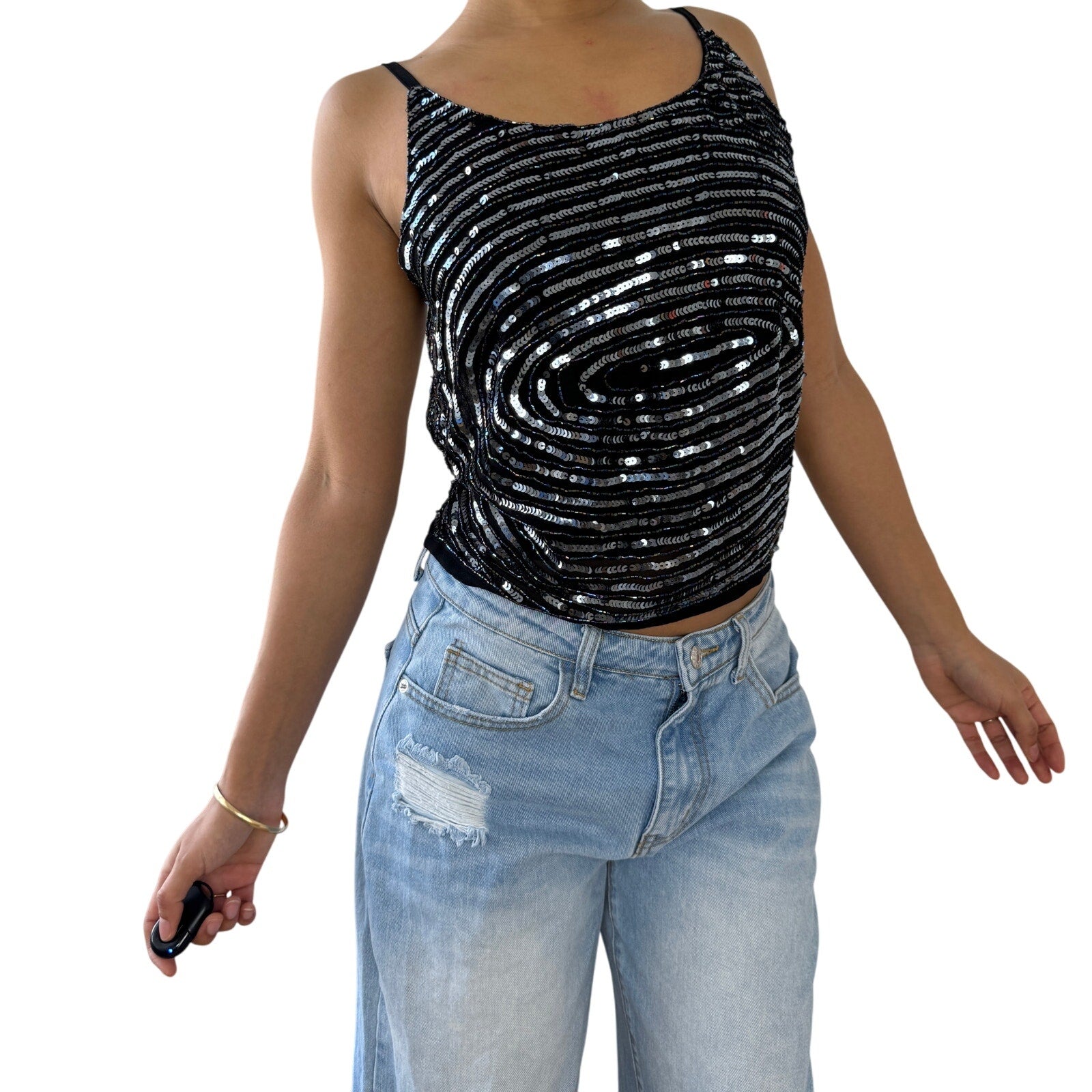 Vintage Italian Sequin Backless Top (M)