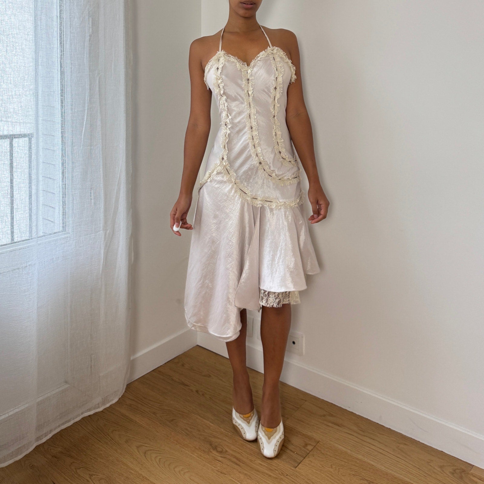 Vintage Italian Halter Asymmetric Dress (XS/S)