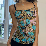 Vintage Roberto Cavalli mesh cheetah print tank (XS/S)