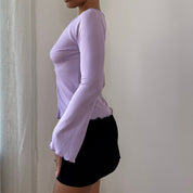 Vintage Italian Lilac Flared Sleeve Button Top (S)