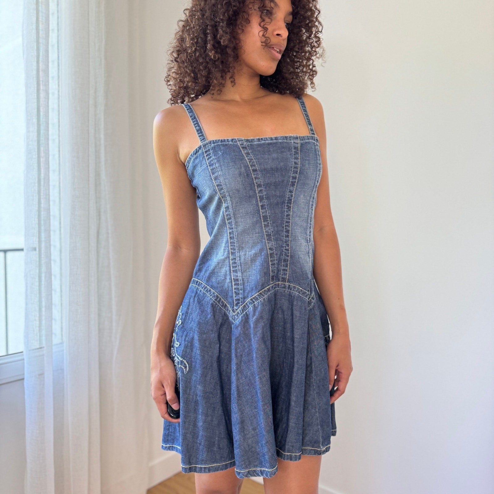 Vintage Denim Flare Dress (S/M)