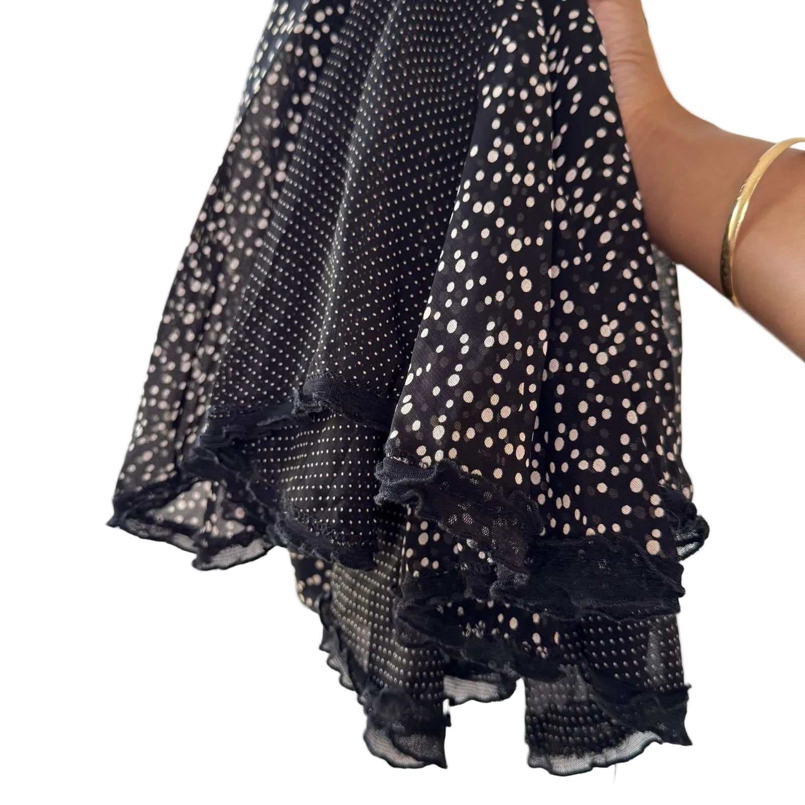 Vintage Italian Polka Dot Mesh Midi Skirt (S)