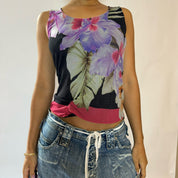 Italian Designer floral Print mesh Blouse (S)