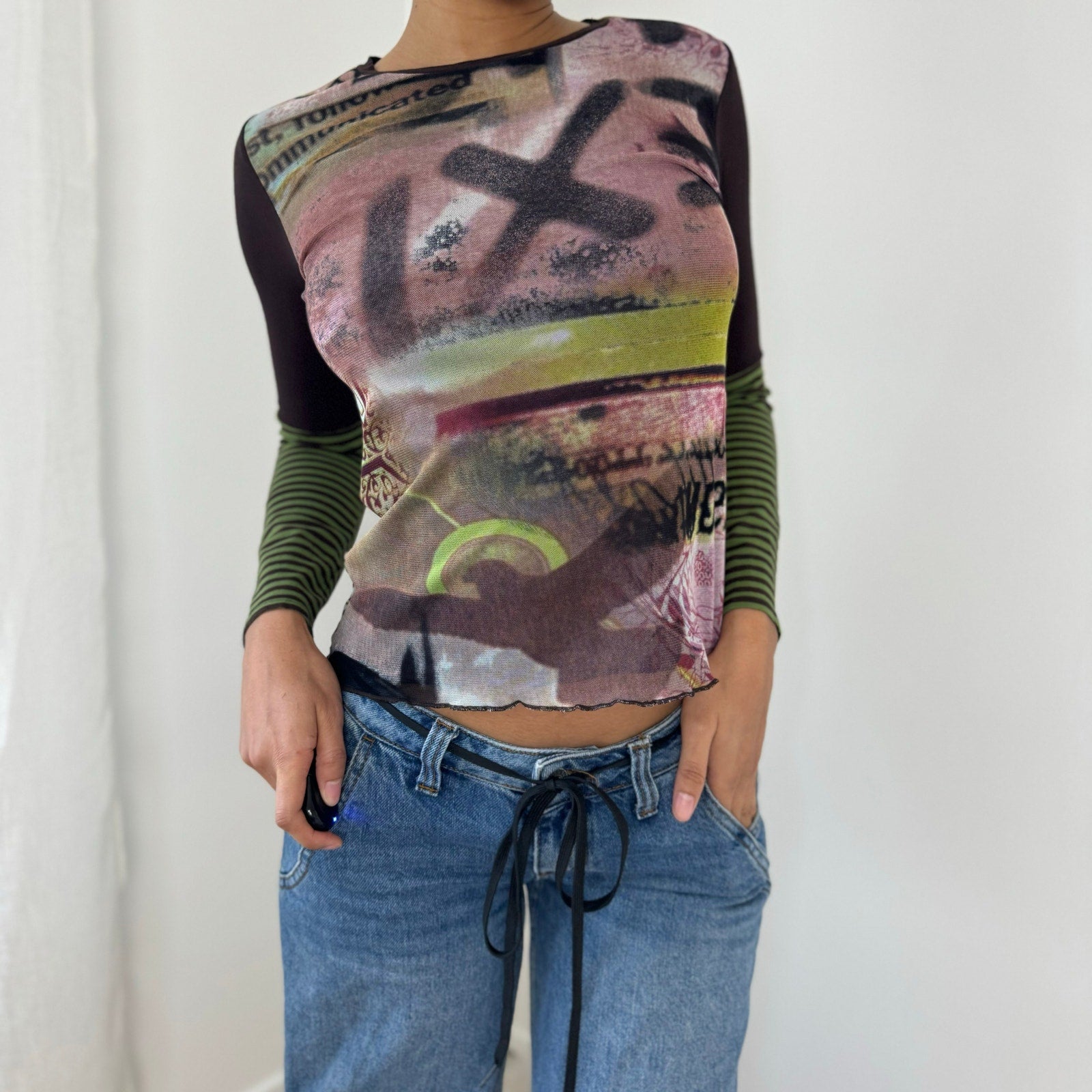 Vintage Mesh & Slinky Blouse (S)