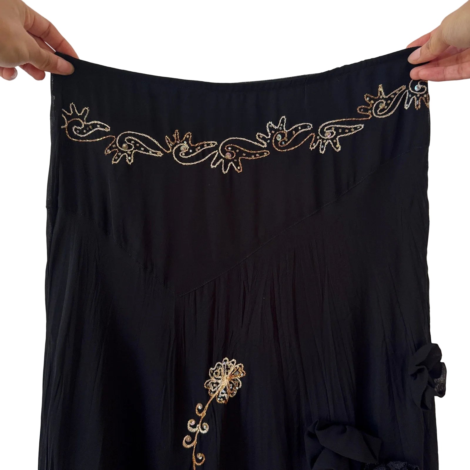 Vintage French Black Mesh Maxi Skirt (S)