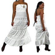 2000s Boho Cotton Maxi Dress (M/L)