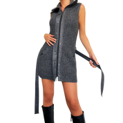 Gray Knit Belted Mini Dress (XS/S)