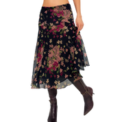 Ralph Lauren Silk Floral Midi Skirt (S)
