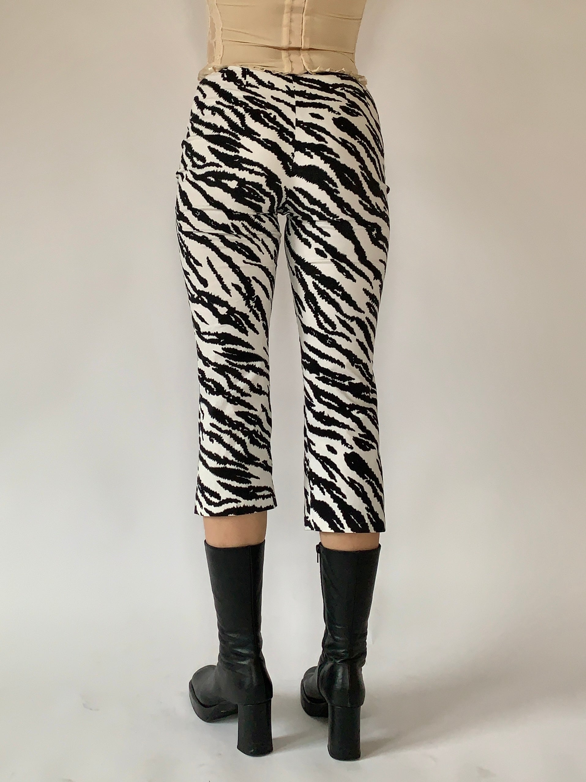 Y2K Zebra Capris - XS/S