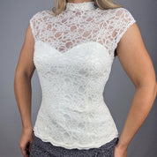 Embellished Lace High Neck Top (S)