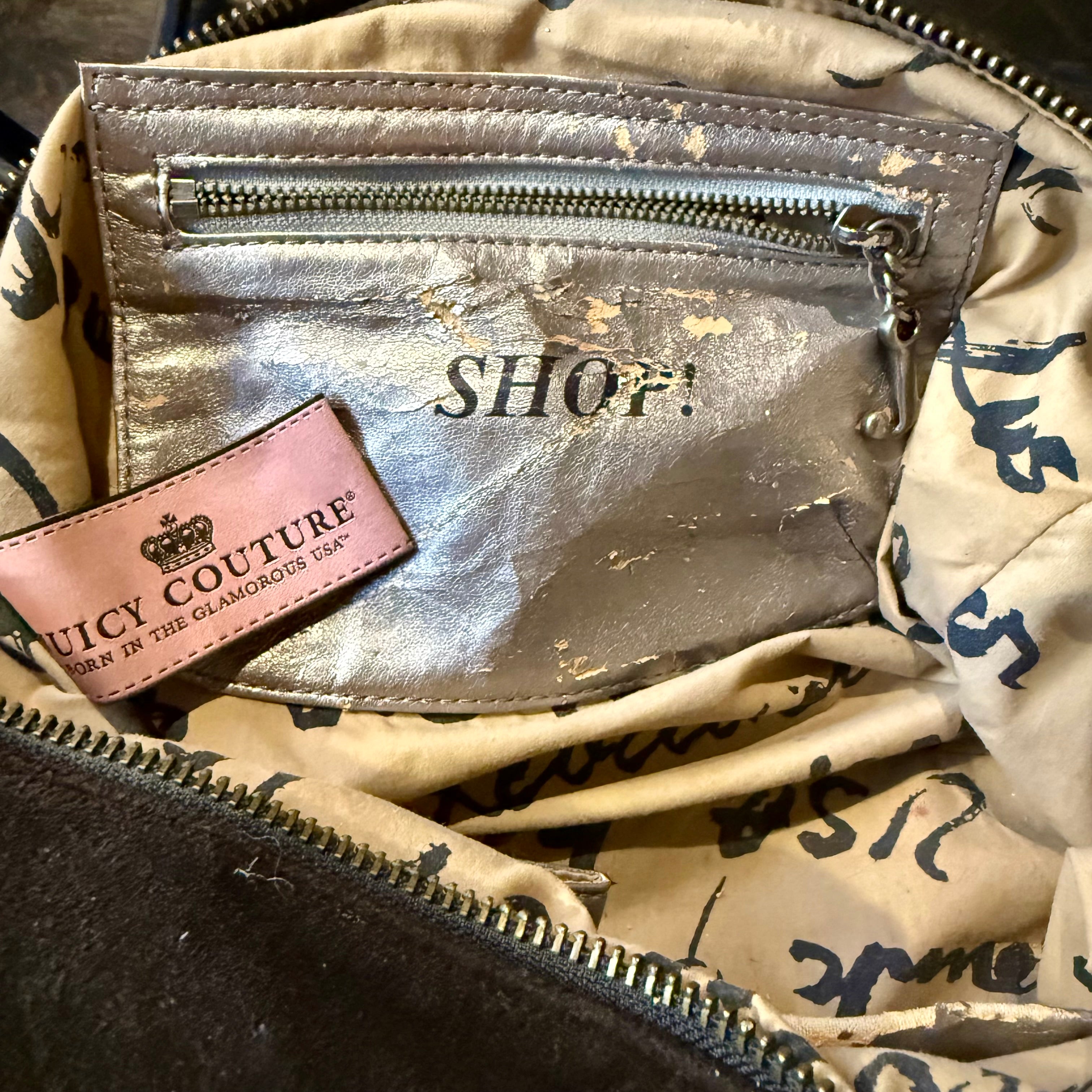 Juicy Couture Y2K "Live for Juicy" black velour bag