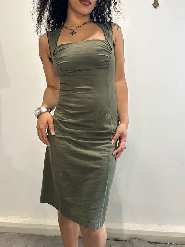 Vintage Miss Sixty Square Neck Midi Dress (S)