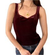 90s Crimson Velvet Tank (S/M)