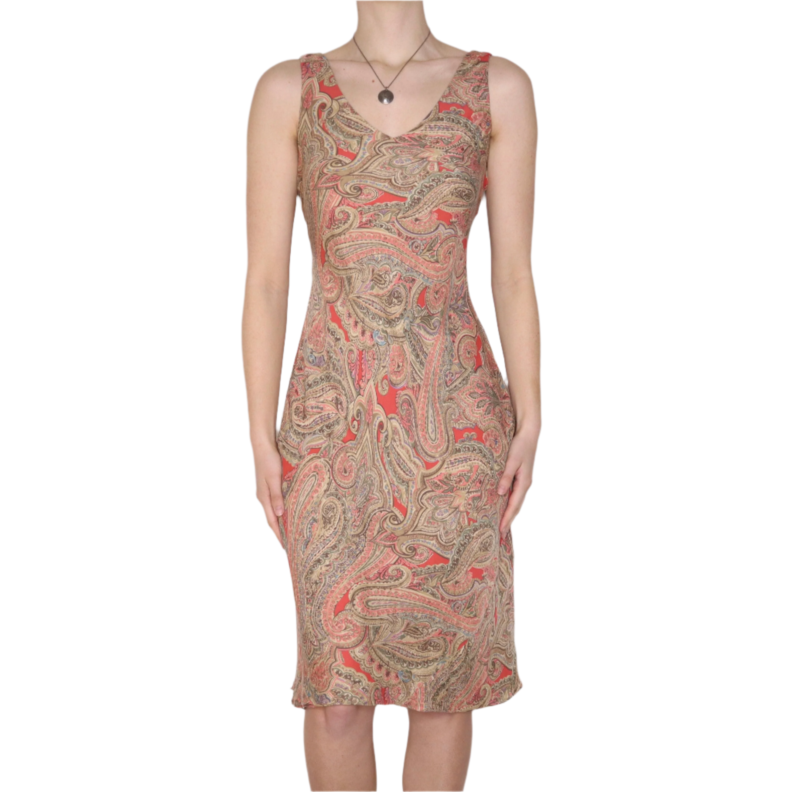 Y2K Silk Paisley Midi Dress (S/M)