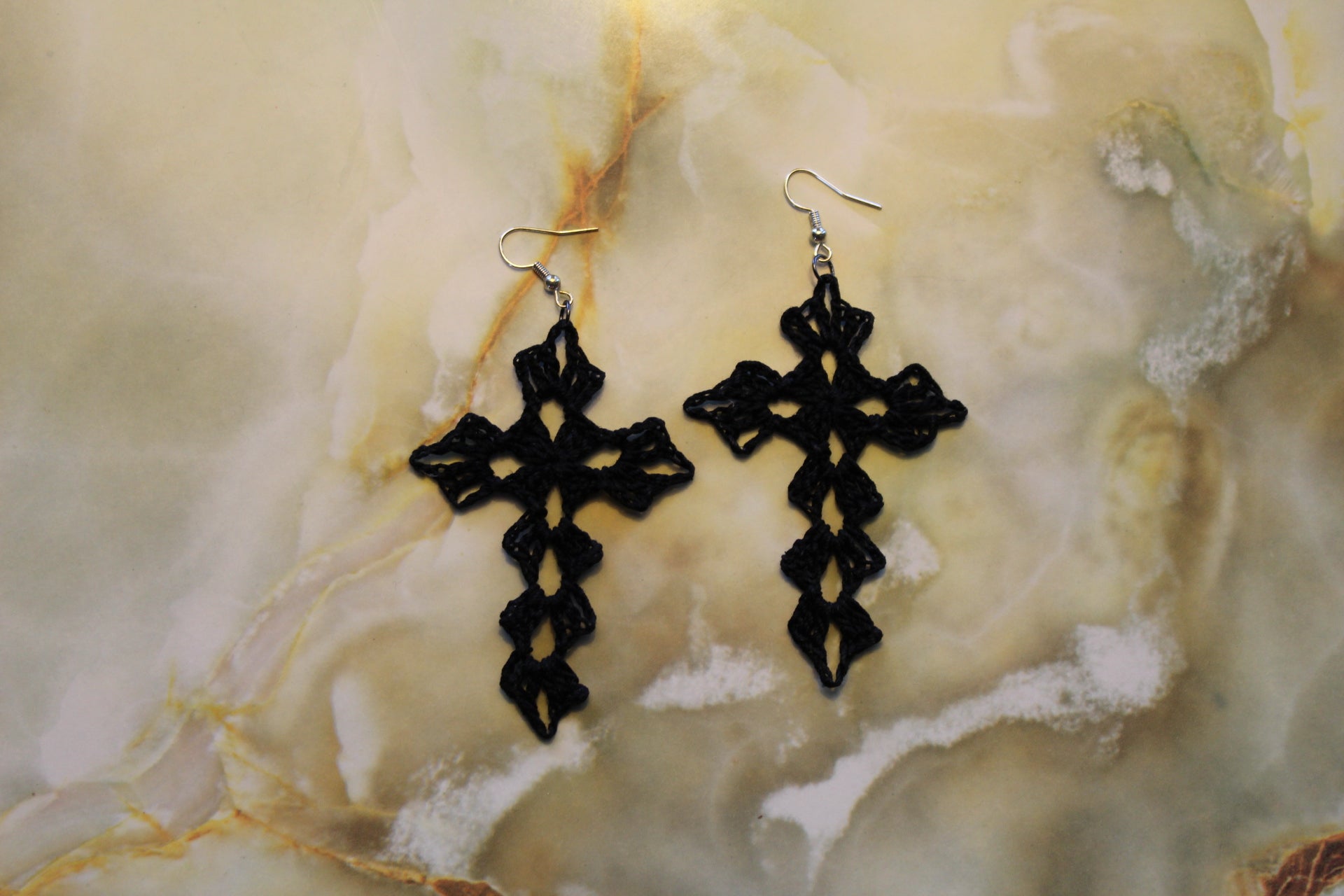 Crochet Cross Earrings